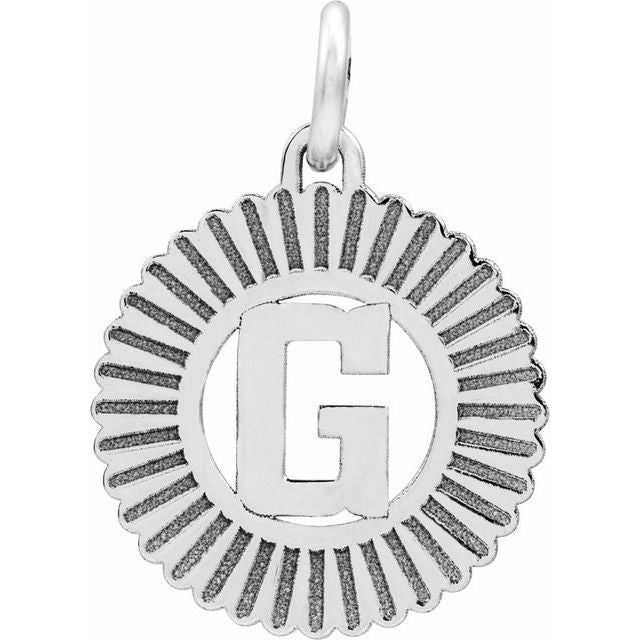 14K White Initial G Pendant