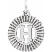 14K White Initial H Pendant
