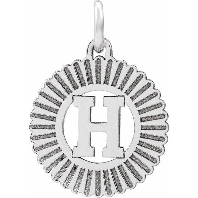 14K White Initial H Pendant
