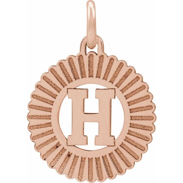 14K Rose Initial H Pendant