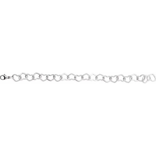 Sterling Silver 9 mm Heart 7" Chain