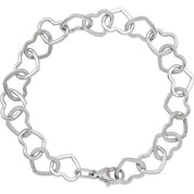 Sterling Silver 9 mm Heart 7" Chain