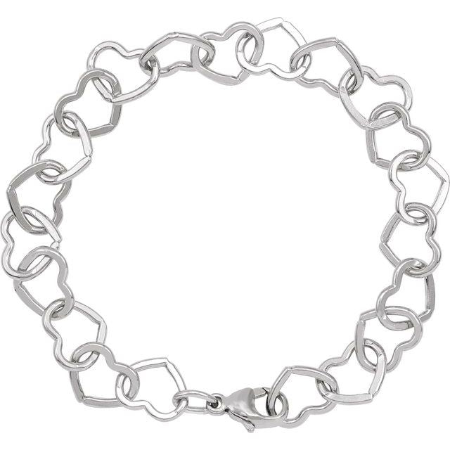 Sterling Silver 9 mm Heart 7" Chain