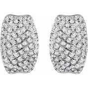 14K White 9/10 CTW Natural Diamond Hoop Earrings