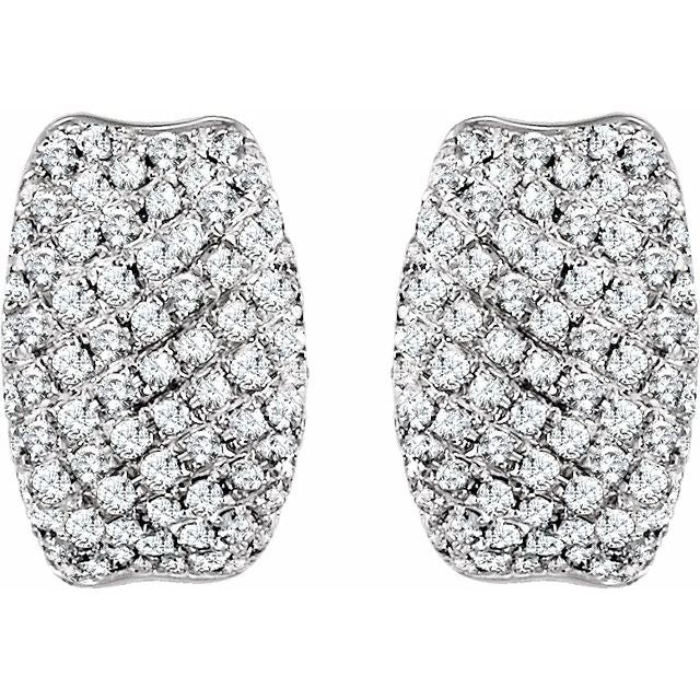 14K White 9/10 CTW Natural Diamond Hoop Earrings