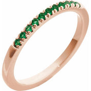14K Rose Natural Emerald Ring