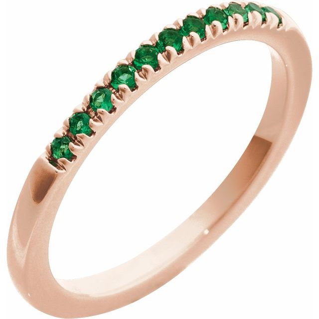14K Rose Lab-Grown Emerald Ring