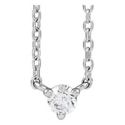 14K White 1/10 CT Natural Diamond 3-Prong 18" Necklace