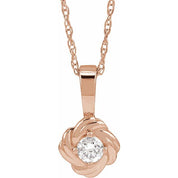 14K Rose 1/5 CT Natural Diamond Knot 18" Necklace
