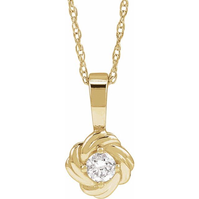 14K Yellow 1/5 CT Natural Diamond Knot 18" Necklace