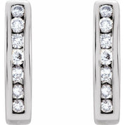 14K White 1/4 CTW Natural Diamond J-Hoop Earrings