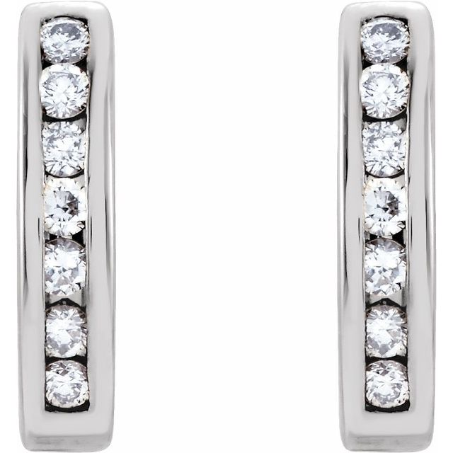 14K White 1/4 CTW Natural Diamond J-Hoop Earrings