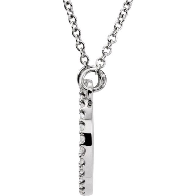 14K White 1/8 CTW Natural Diamond Circle 16" Necklace