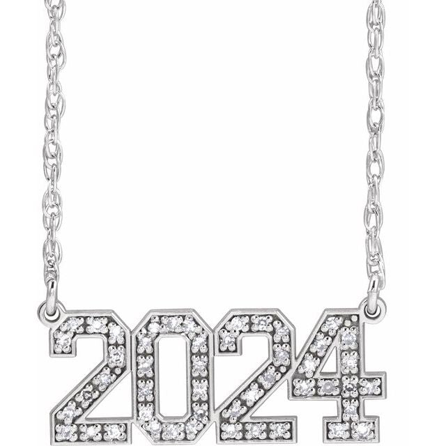 10K Natural Diamond Number Necklace 16-18" in Yellow and White Gold