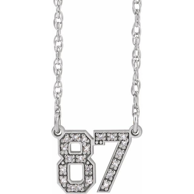 10K Natural Diamond Number Necklace 16-18" in Yellow and White Gold