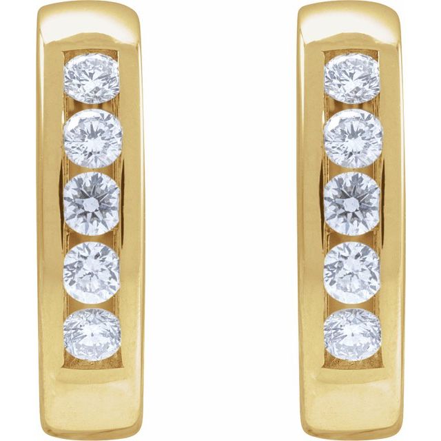 14K Yellow 1/3 CTW Natural Diamond 14 mm Hinged Hoop Earrings