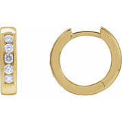 14K Yellow 1/3 CTW Natural Diamond 14 mm Hinged Hoop Earrings