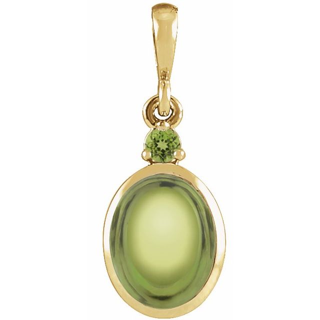 14K Yellow 6x4 mm Natural Peridot Pendant