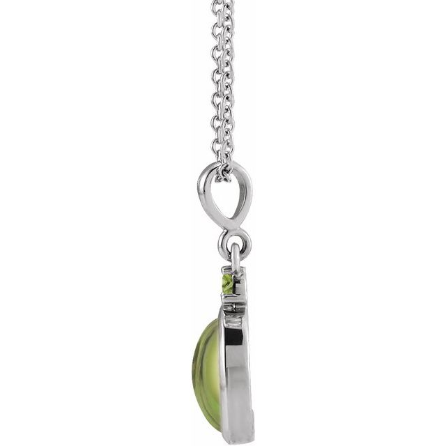 14K White 8x6 mm Natural Peridot 16-18" Necklace