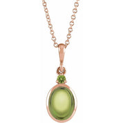 14K Rose 8x6 mm Natural Peridot 16-18" Necklace