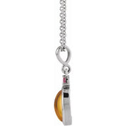 Sterling Silver 6x4 mm Natural Citrine & Natural Pink Tourmaline 16-18" Necklace