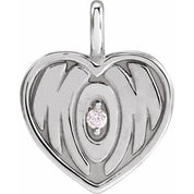 Platinum .025 CT Natural Diamond Engravable Mom Pendant