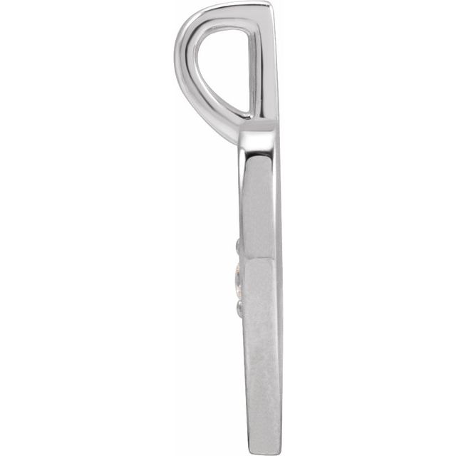 Platinum .025 CT Natural Diamond Engravable Mom Pendant