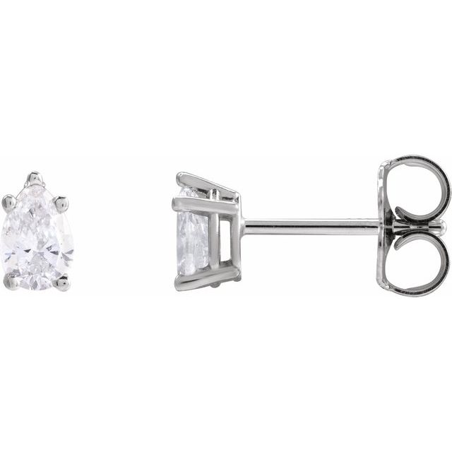 14K White Lab-Grown Diamond Earrings - 3/8 CTW by Your Brand