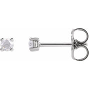 Sterling Silver .07 CTW Rose-Cut Natural Diamond Stud Earrings