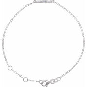 Sterling Silver 1/6 CTW Natural Diamond Three-Stone Bar 6-7 1/2" Link Bracelet