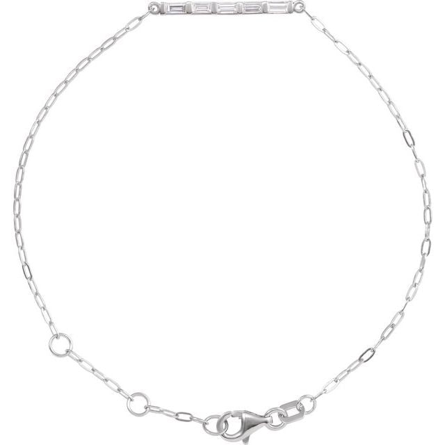 14K White Gold 1/3 CTW Natural Diamond Five-Stone Bar Bracelet - BRC972