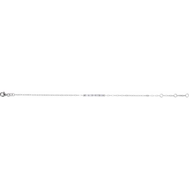 Sterling Silver 1/3 CTW Natural Diamond Five-Stone Bar 6-7 1/2" Link Bracelet