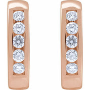 14K Rose 1/3 CTW Natural Diamond 14 mm Hinged Hoop Earrings