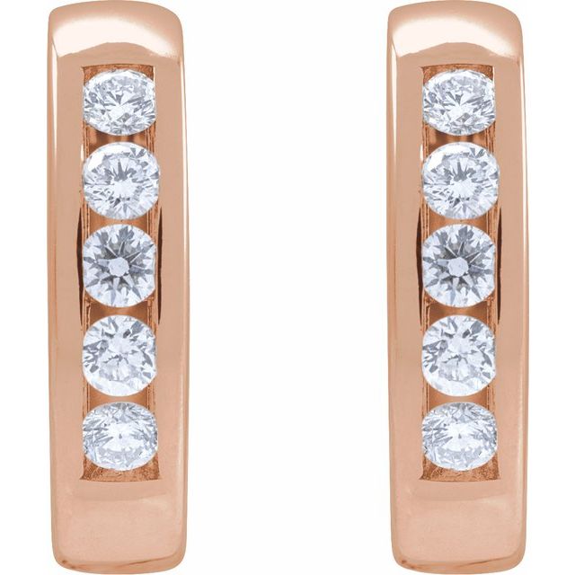 14K Rose 1/3 CTW Natural Diamond 14 mm Hinged Hoop Earrings