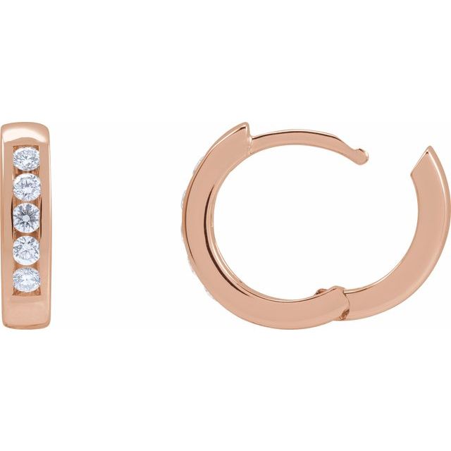 14K Rose 1/3 CTW Natural Diamond 14 mm Hinged Hoop Earrings