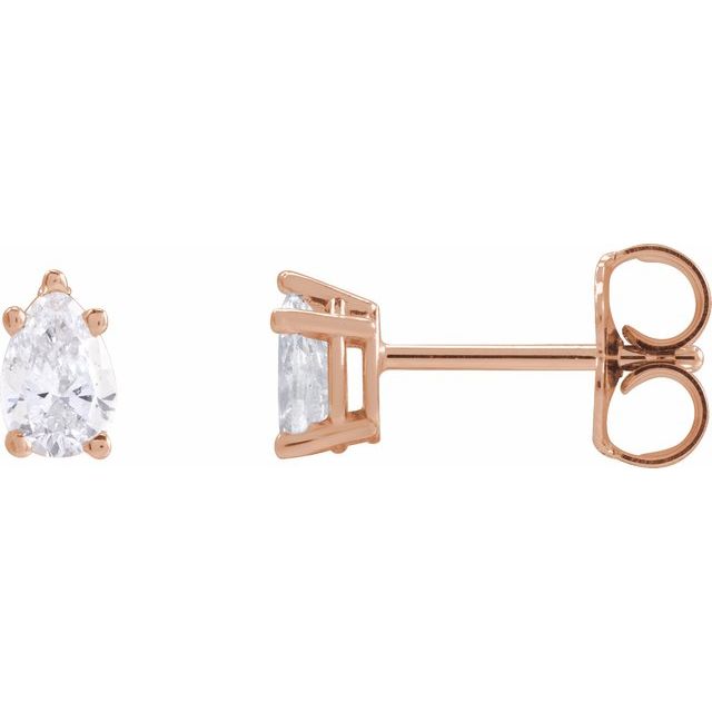 14K Rose Gold 3/8 CTW Natural Diamond Earrings - Elegant Pear-Shaped Design