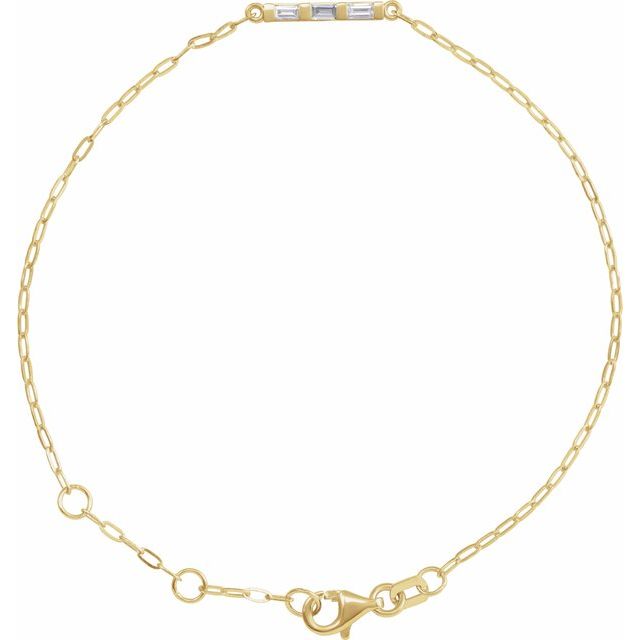 14K Yellow Gold 1/6 CTW Natural Diamond Three-Stone Bar Bracelet BRC972:101:P