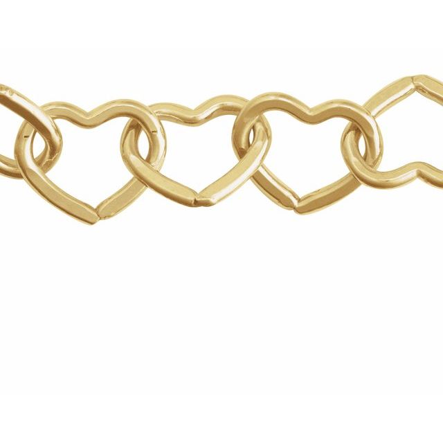 14K Yellow Gold-Filled 9 mm Heart Chain by the Inch