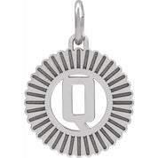 14K White Initial Q Pendant