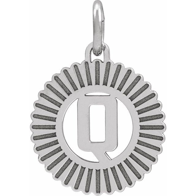 14K White Initial Q Pendant