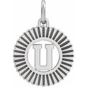 14K White Initial U Pendant