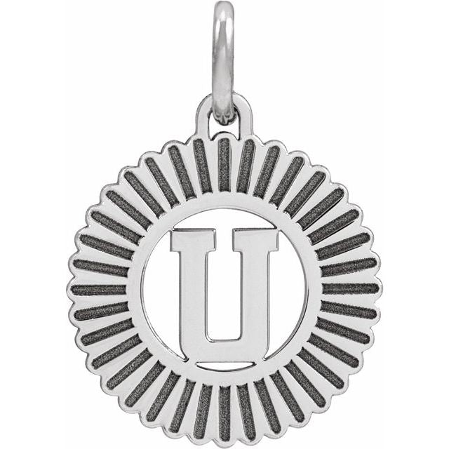 14K White Initial U Pendant