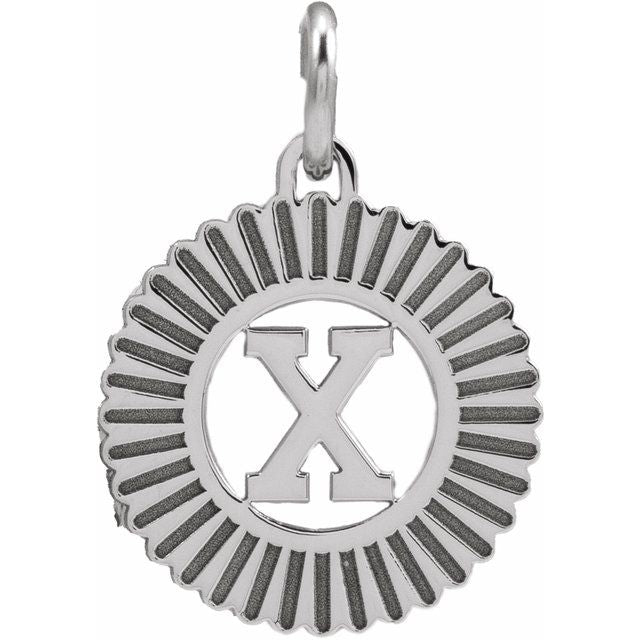 14K White Initial X Pendant