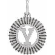 14K White Initial Y Pendant