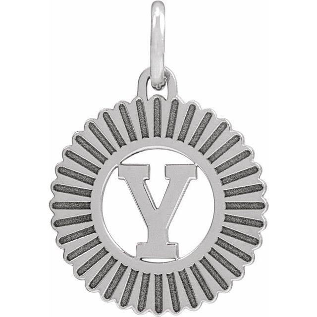 14K White Initial Y Pendant
