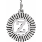 14K White Initial Z Pendant
