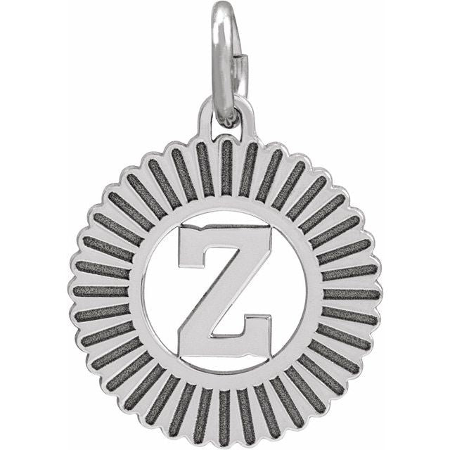 14K White Initial Z Pendant