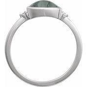 14K White Natural Moss Agate & .03 CTW Natural Diamond Ring