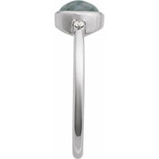 14K White Natural Moss Agate & .03 CTW Natural Diamond Ring