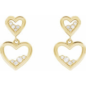 14K Yellow 1/5 CTW Natural Diamond Heart Earrings